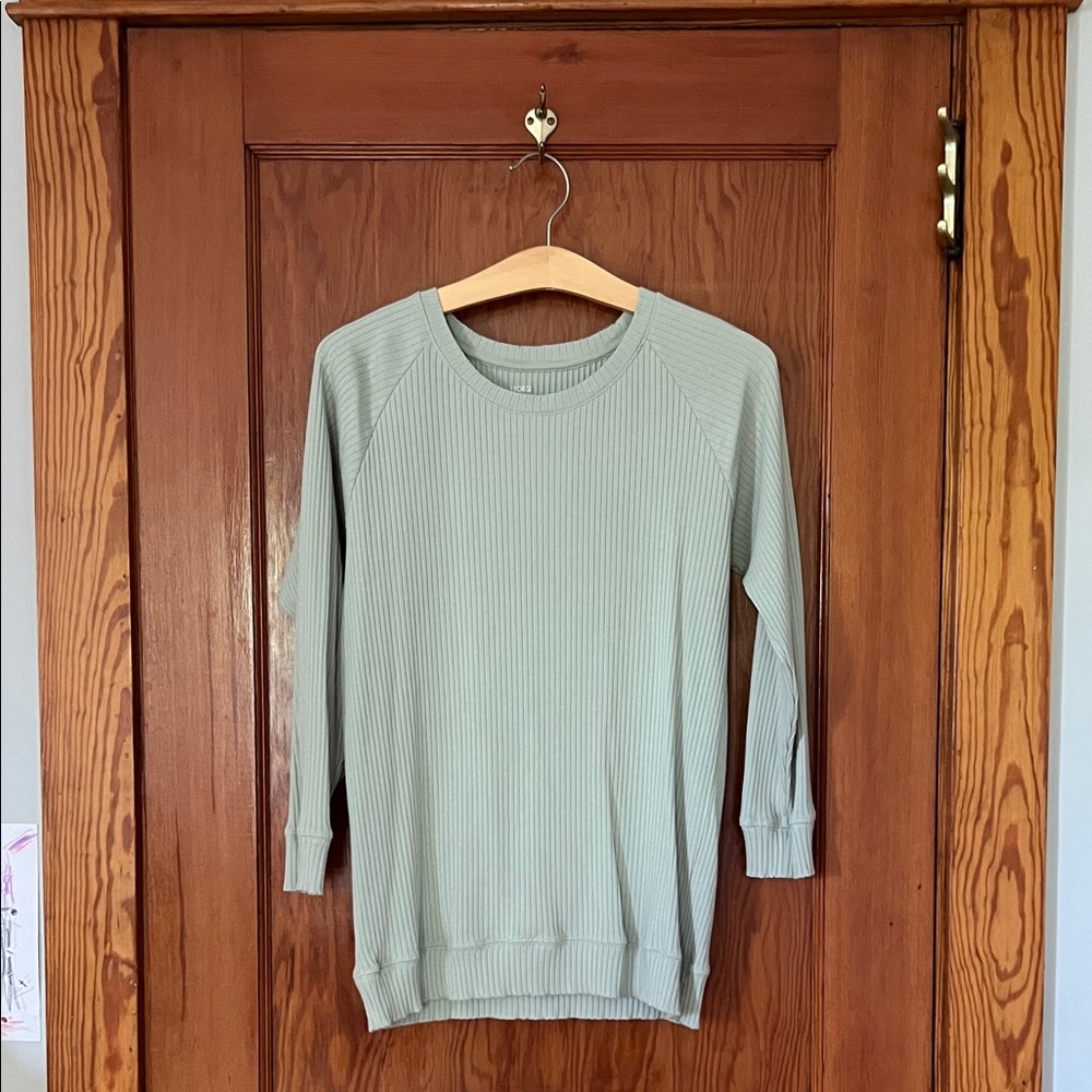 Storq Maternity Ribbed Long Sleeve Pullover - Sage Green